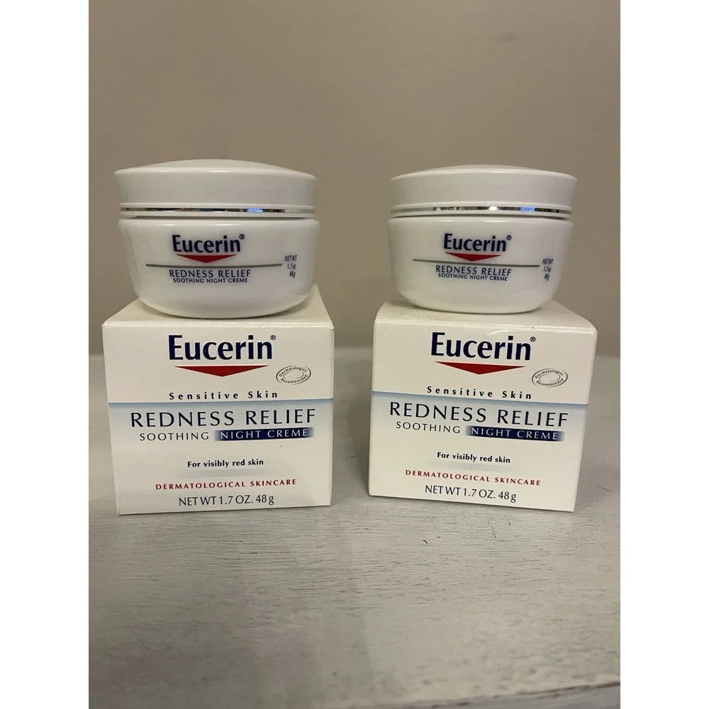 2 Eucerin Redness Relief Dermatological Skincare Night Creme Night Cream‎ 1.7oz